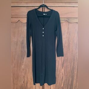 GAP Black Long Sleeve Dress with Button Detail